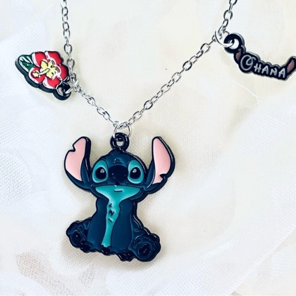 π NWOT Stitch "Ohana" Necklace β Zinc Fashion Jewelry πΊβ¨Lilo & Stitch - Picture 5 of 8